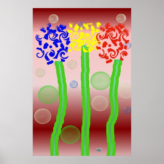 Bubbles and Flowers Poster (Front)