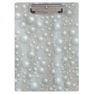 Bubbles and Pearls Silver Blue White Clipboard