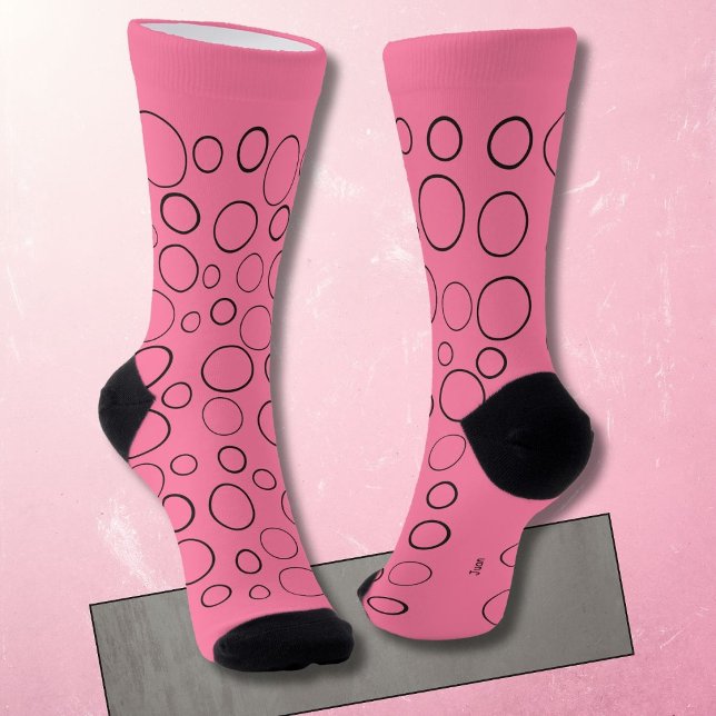 Bubbles and rings, black circles on pink socks (Creator Uploaded)
