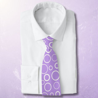 Bubbles and rings, white circles on lavender tie