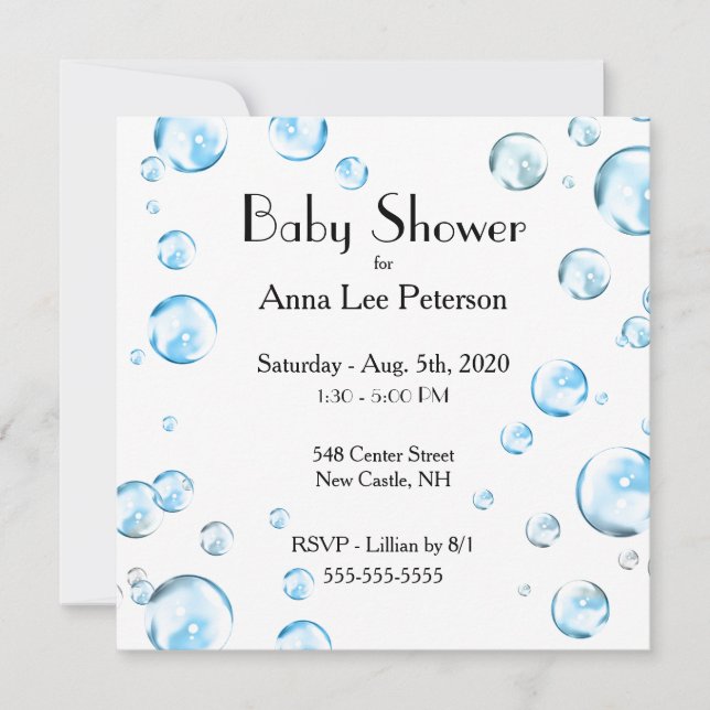 Bubbles Baby Shower Invitation (Front)