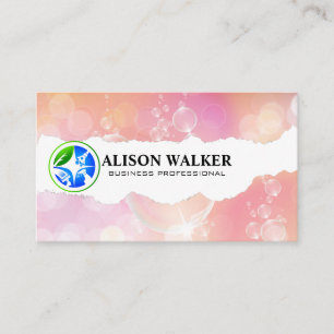 Bubbles Background   Cleaning Icons Business Card