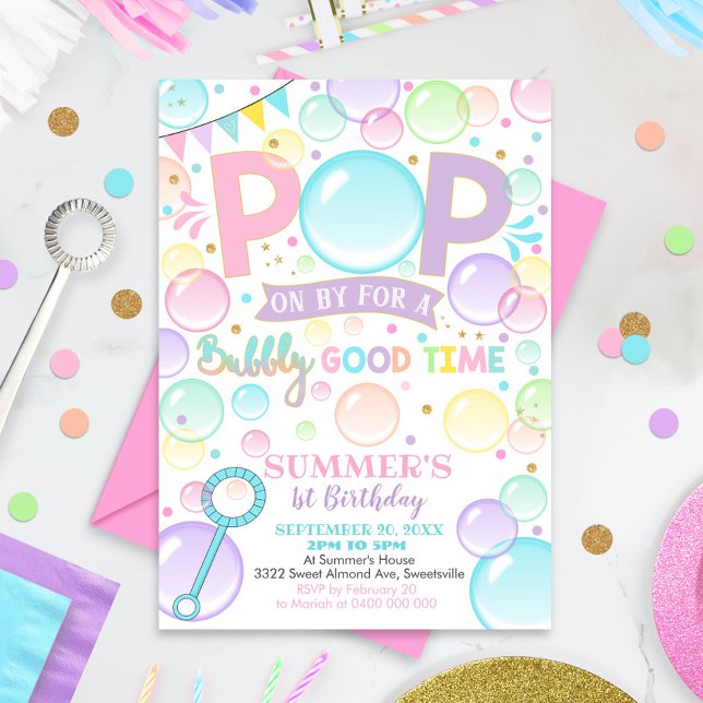 Bubbles Birthday Invitation Pop Birthday (Creator Uploaded)