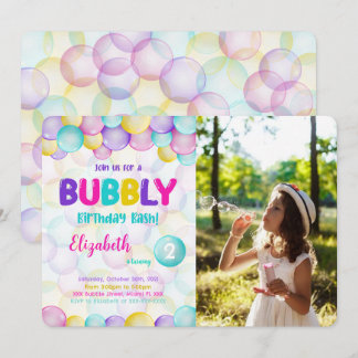 Bubbles Birthday Photo Invitation
