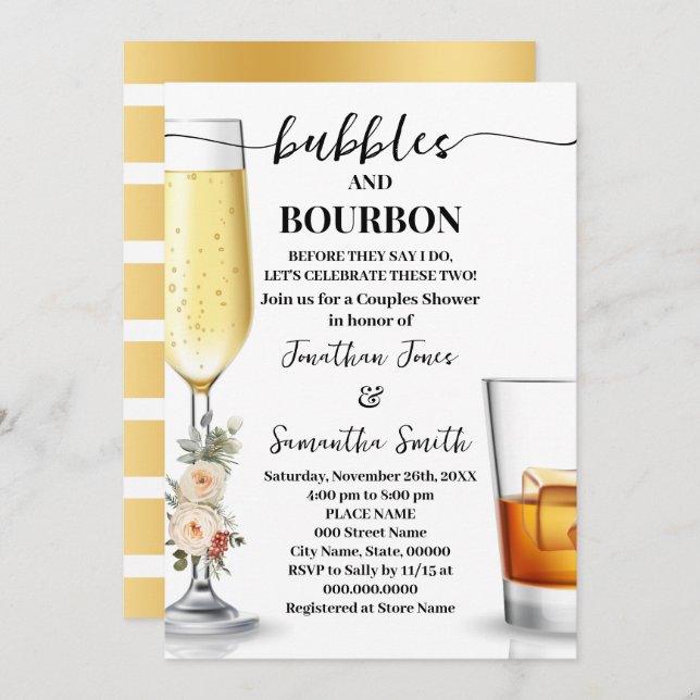 Bubbles & Bourbon Before I do Winter Shower Invitation (Front/Back)