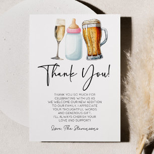 Bubbles Brews and Diapers Too! Baby Shower Thank You Card