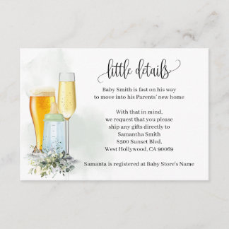 Bubbles & brews before baby due Eucalyptus shower Enclosure Card