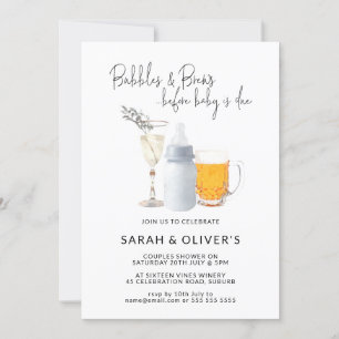 Bubbles & Brews Before Baby is Due Couples Shower Invitation