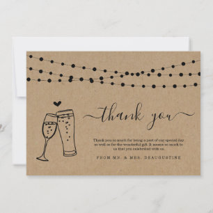 Bubbles & Brews Champagne Beer Toast String Lights Thank You Card