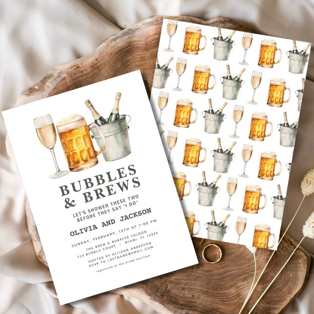 Bubbles & Brews Couples Shower Invitation (Creator Uploaded)