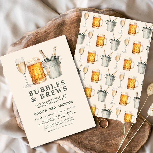 Bubbles & Brews Couples Shower Invitation (Creator Uploaded)