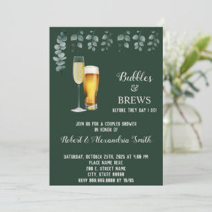 Bubbles & Brews Couples Wedding Shower Eucalyptus Invitation