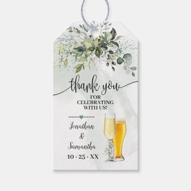 bubbles & brews Eucalyptus succulent favour tag (Front)