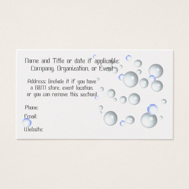 Bubbles business, Save the Date, or Calling cards (Front)