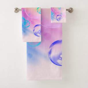 BUBBLES - Colourful Abstract Image of Fractal Art  Bath Towel Set