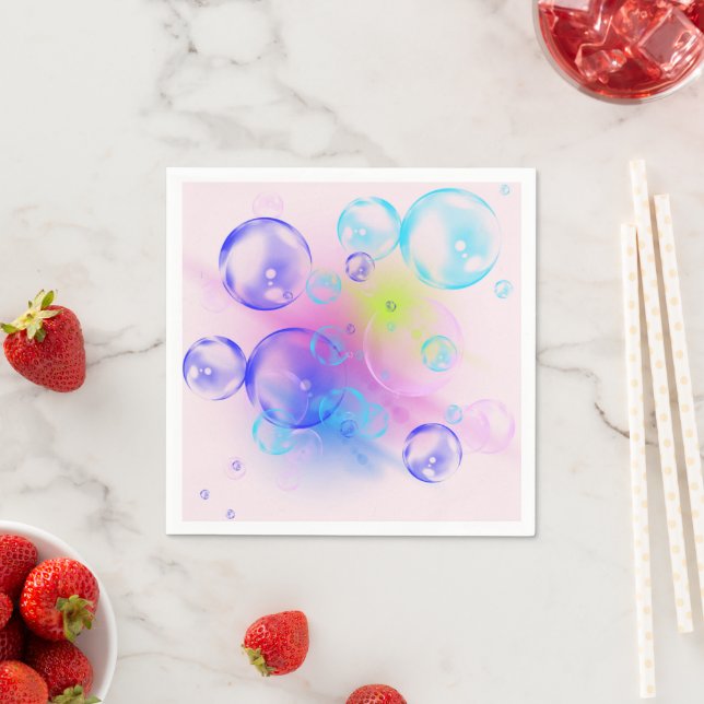 BUBBLES - Colourful Abstract Image of Fractal Art  Napkin (Insitu)