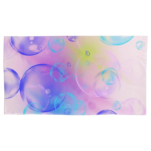 BUBBLES - Colourful Abstract Image of Fractal Art  Pillowcase (Front)