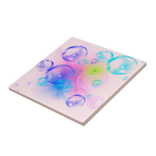 BUBBLES - Colourful Abstract Image of Fractal Art  Tile