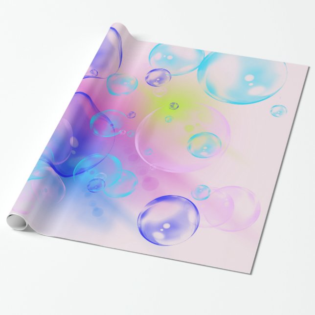 BUBBLES - Colourful Abstract Image of Fractal Art  Wrapping Paper (Unrolled)