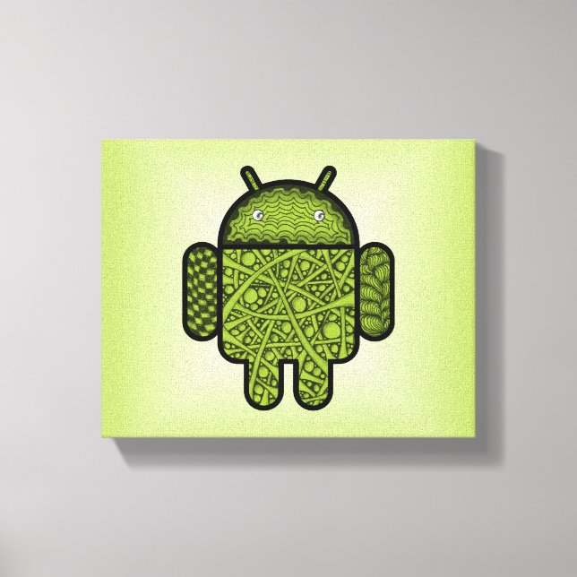 Bubbles Doodle Character for the Android™ robot Canvas Print (Front)