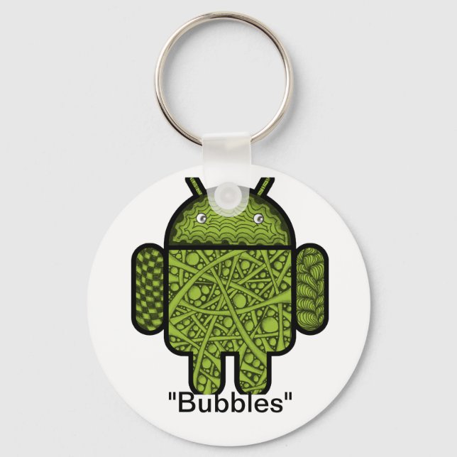 Bubbles Doodle Character for the Android™ robot Key Ring (Front)