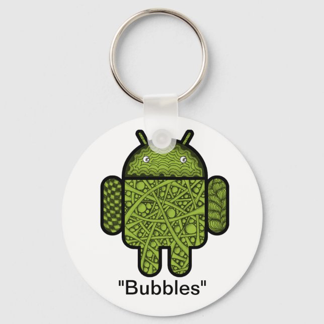 Bubbles Doodle Character for the Android™ robot Key Ring (Front)