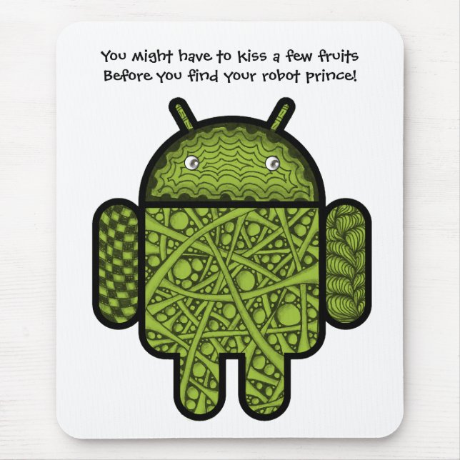 Bubbles Doodle Character for the Android™ robot Mouse Pad (Front)