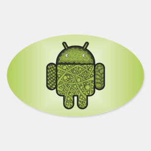 Bubbles Doodle Character for the Android™ robot Oval Sticker