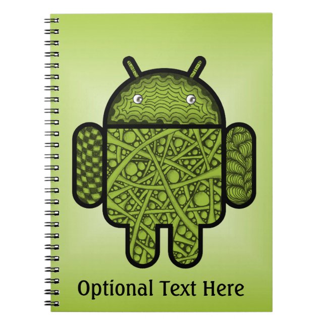 Bubbles Doodle Character for the Android™ robot Spiral Notebook (Front)