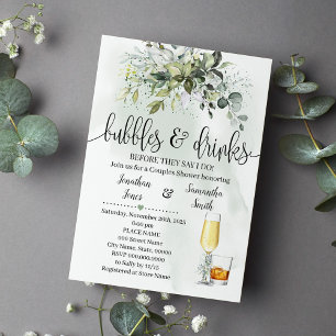 Bubbles & Drinks Bridal Shower Eucalyptus Greenery Invitation
