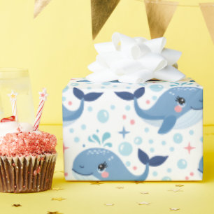 Bubbles & Fins Children's Birthday Whale Wrapping Paper