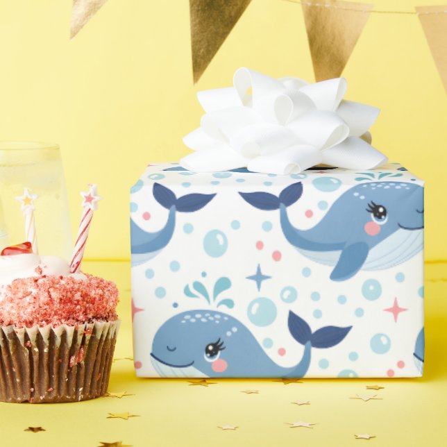 Bubbles & Fins Children's Birthday Whale Wrapping Paper (Birthday Party)