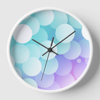 Bubbles Gradient Blue Purple Pink Modern Glitter Clock