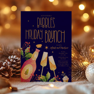 Bubbles Holiday Brunch Party Invitation Template