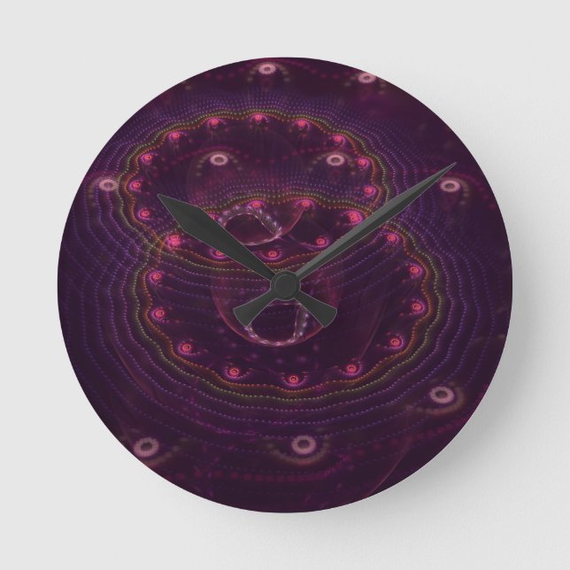 Bubbles in dark purple round clock (Front)