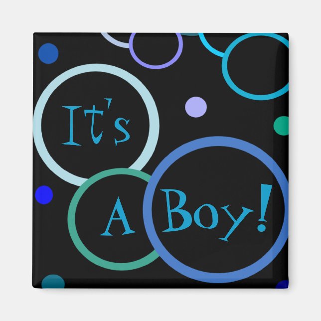 Bubbles It's a Boy Baby Shower Favours Magnets (Front)