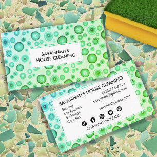 Bubbles Minimalist House Cleaning Janitorial Clean Business Card