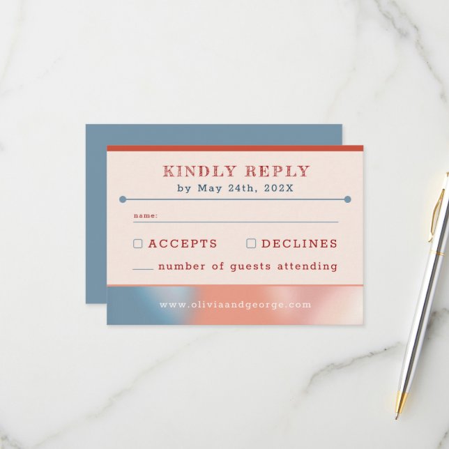 Bubbles of Love: Fairy Tale Wedding Simple RSVP Card (Front/Back In Situ)