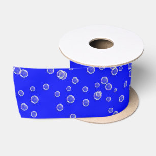 Bubbles On Bright Blue Satin Ribbon