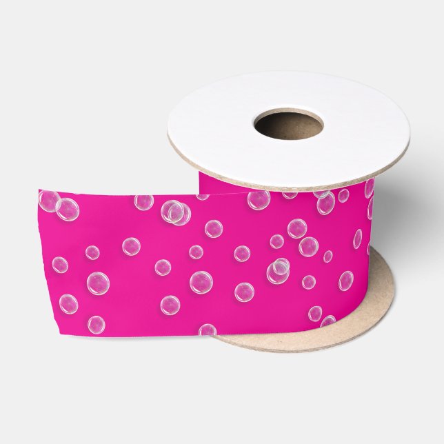 Bubbles On Hot Pink Satin Ribbon (Spool)