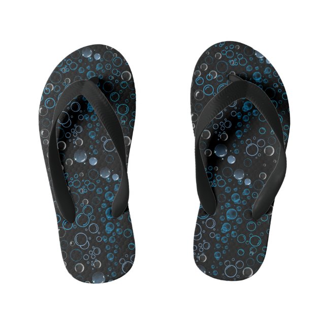 Bubbles pattern 01 Black BG Kid's Jandals (Footbed)