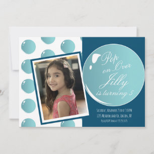 Bubbles Pop Over Pink Theme Birthday Party Invitation