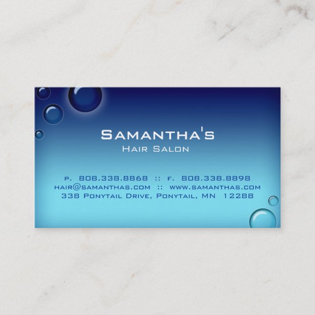 Bubbles Salon Spa Business Card blue (Front)