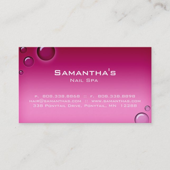 Bubbles Salon Spa Business Card pink (Front)