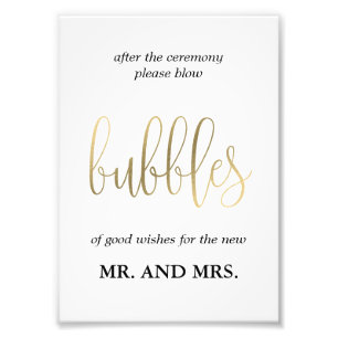 Bubbles Sendoff Sign Choose Your Size Faux Gold