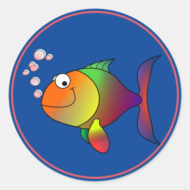Bubbles, the Fish, Classic Round Sticker (Front)