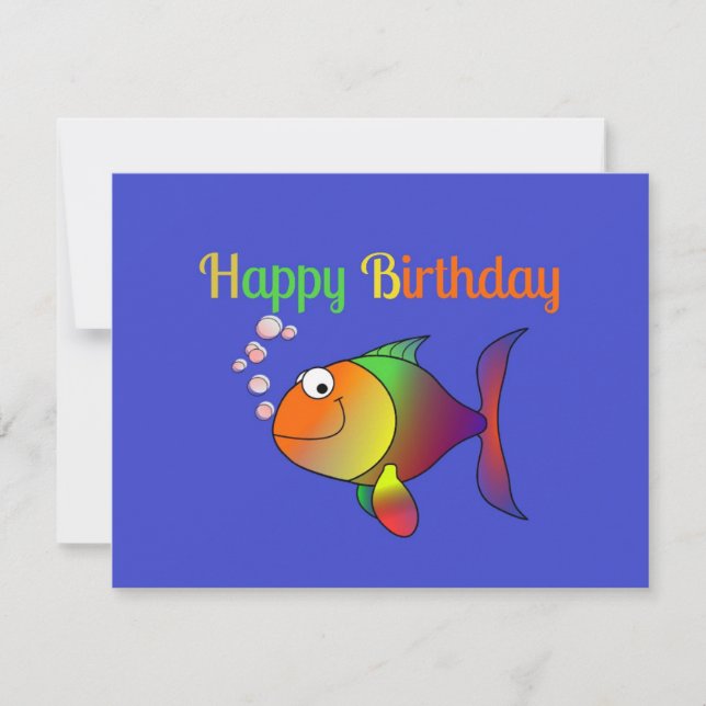 Bubbles the Fish, cute and colourful, Card (Front)