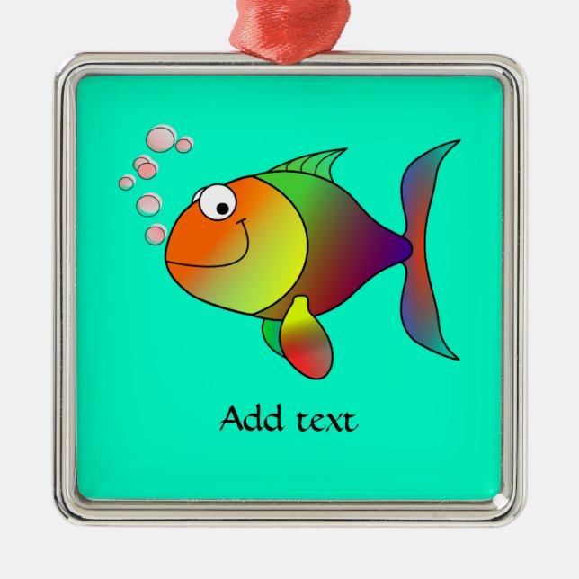 Bubbles, The Fish, template Metal Ornament (Front)