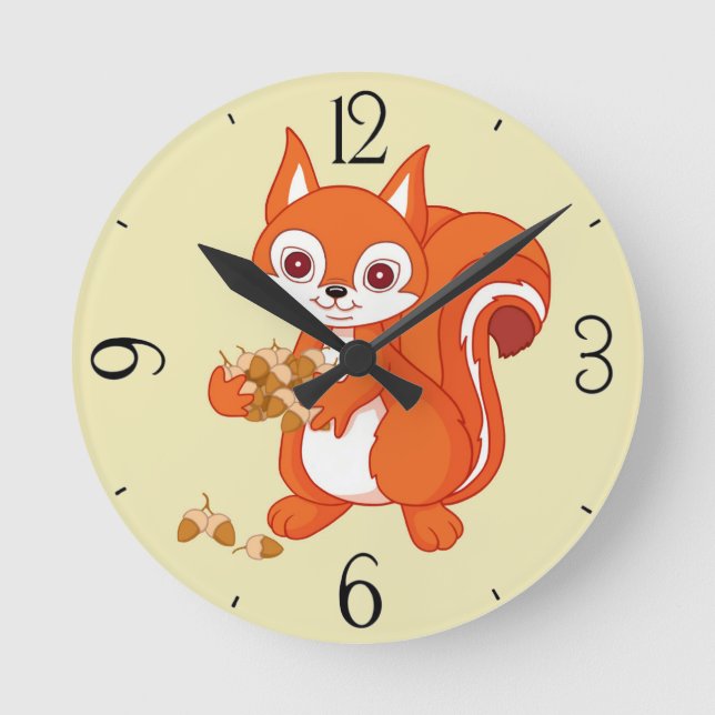 Bubbles the Helpful Squirrel Round Clock (Front)