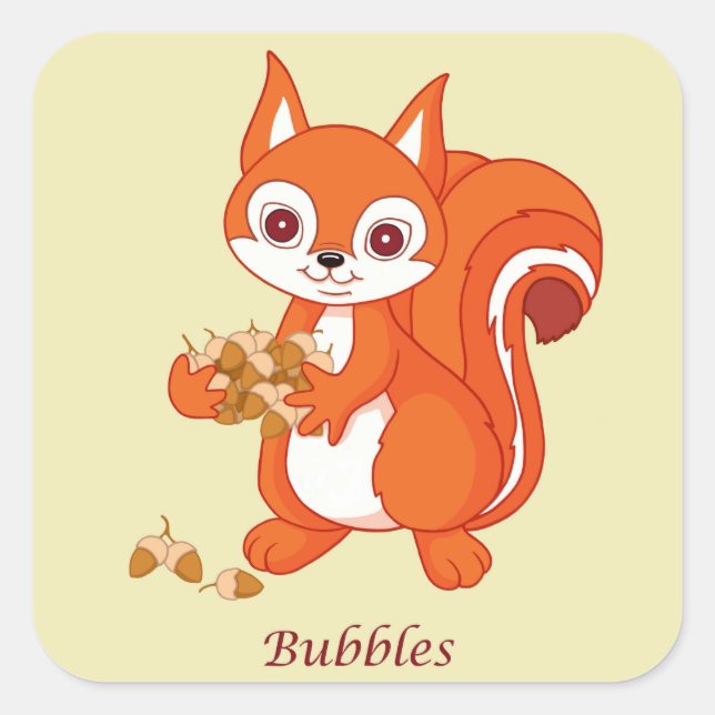 Bubbles the Helpful Squirrel Square Sticker (Front)